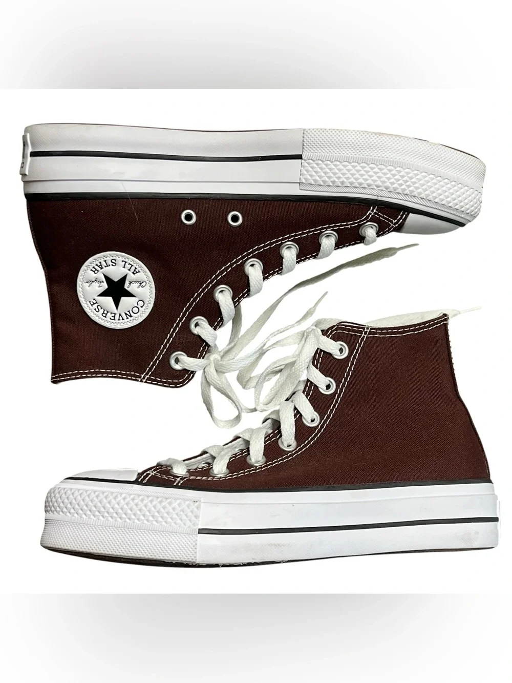 Converse Chuck Taylor all star lift platform lace up sneakers in brown - Picture 6 of 8